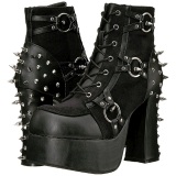 Leatherette 11,5 cm DemoniaCult CHARADE-100 goth ankle boots with rivets