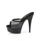 Leatherette 15 cm DELIGHT-601-6RM Black mules high heels