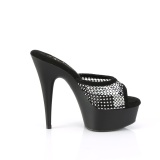 Leatherette 15 cm DELIGHT-601-6RM Black mules high heels