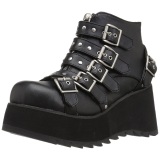 Leatherette 8 cm DemoniaCult SCENE-30 goth ankle boots with buckles