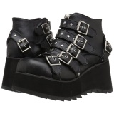 Leatherette 8 cm DemoniaCult SCENE-30 goth ankle boots with buckles