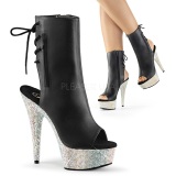 Leatherette rhinestones 15 cm BEJEWELED-1018DM platform ankle boots