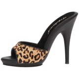 Leopard 13 cm Fabulicious POISE-501FUR womens mules shoes