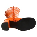 Orange boots block heel 7,5 cm - 70s years style hippie disco gogo under kneeboots patent leather