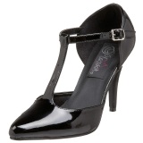 Patent 10 cm VANITY-415 t-strap pumps high heels black