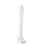 Patent 13 cm SEDUCE-3024 White overknee boots with laces