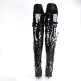 Patent 13 cm SEDUCE-3080 high heeled thigh high boots with buckles