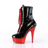 Patent 15,5 cm DELIGHT-1020 Red Chrome Platform Ankle Calf Boots