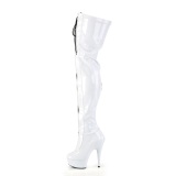 Patent 15 cm DELIGHT-3027 White overknee boots with laces