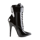 Patent 15 cm DOMINA-1023 Black ankle boots high heels