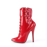 Patent 15 cm DOMINA-1023 Red ankle boots high heels