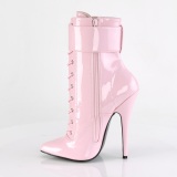 Patent 15 cm DOMINA-1023 Rosa ankle boots high heels