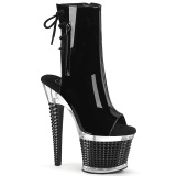 Patent 18 cm SPECTATOR-1018 Exotic platform peep toe ankle boots black