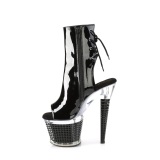 Patent 18 cm SPECTATOR-1018 Exotic platform peep toe ankle boots black