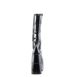 Patent 18 cm mens knee boots cyberpunk boots excessive platform black