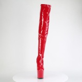 Patent 20 cm CRAZE-3000 Heelless platform overknee boots pony heels red