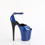 Patent 20 cm FLAMINGO-884 blue pleaser shoes with high heels