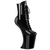 Patent 23 cm BEWITCHED Heelless platform pony ankle boots black