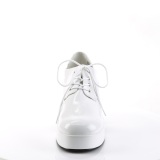 Patent JAZZ-02 pimp shoes 70s mens disco platform shoes lace-up white