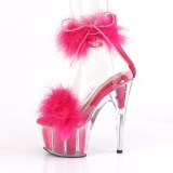 Pink 18 cm ADORE-724F exotic pole dance high heel sandals with feathers