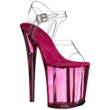 Pink 20 cm FLAMINGO-808T Acrylic Platform High Heeled Sandal