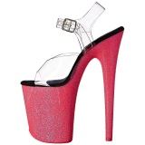 Pink 20 cm FLAMINGO-808UVG Neon Acrylic Platform High Heeled Sandal