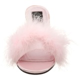 Pink 8 cm AMOUR-03 Marabou Feathers Mules Shoes