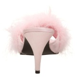 Pink Feathers 8 cm AMOUR-03 High Women Mules Shoes for Men