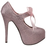 Pink Rhinestone 14,5 cm Burlesque TEEZE-04R Platform Pumps Women Shoes