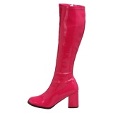 Pink boots block heel 7,5 cm - 70s years style hippie disco gogo under kneeboots patent leather