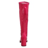 Pink boots block heel 7,5 cm - 70s years style hippie disco gogo under kneeboots patent leather