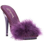 Purple 13 cm POISE-501F Marabou Feathers Mules Shoes