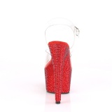 Red 18 cm BEJEWELED-708DM rhinestone platform high heels