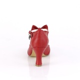 Red 7,5 cm retro vintage FLAPPER-11 Pinup Pumps Shoes with Low Heels