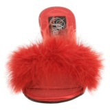 Red 8 cm AMOUR-03 Marabou Feathers Mules Shoes