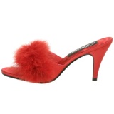 Red Feathers 8 cm AMOUR-03 High Women Mules Shoes for Men