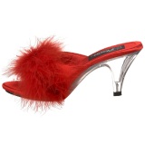 Red Feathers 8 cm BELLE-301F High Women Mules Shoes for Men