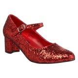 Red Glitter 5 cm SCHOOLGIRL-50G Pumps Mary Jane