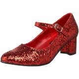 Red Glitter 5 cm SCHOOLGIRL-50G Pumps Mary Jane