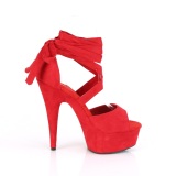 Red Leatherette 15 cm DELIGHT-679 high heels with ankle laces