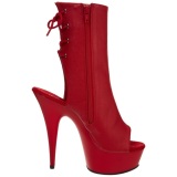 Red Matte 15 cm DELIGHT-1018 Platform Ankle Calf Boots