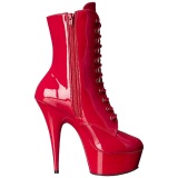 Red Patent 15,5 cm DELIGHT-1020 Platform Ankle Calf Boots