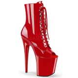 Red Patent 20 cm FLAMINGO-1021 womens platform soled ankle boots