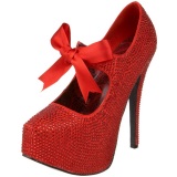 Red Rhinestone 14,5 cm Burlesque TEEZE-04R Platform Pumps Women Shoes