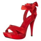 Red Satin 13 cm COCKTAIL-568 High Heeled Sandal Shoes