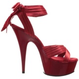 Red Satin 15 cm DELIGHT-668 High Heeled Evening Sandals