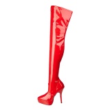 Red Shiny 13,5 cm INDULGE-3000 Platform Over Knee Boots