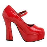 Red Shiny 13 cm DOLLY-50 Mary Jane Platform Pumps