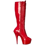 Red Shiny 15,5 cm DELIGHT-2023 Platform Knee Boots