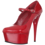 Red Shiny 15 cm PLEASER DELIGHT-687 Platform Pumps